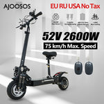52V 2600W Dual Motor Electric Scooter 75 km/h Fast E Scooter with Seat 10 Inch Off road Tire